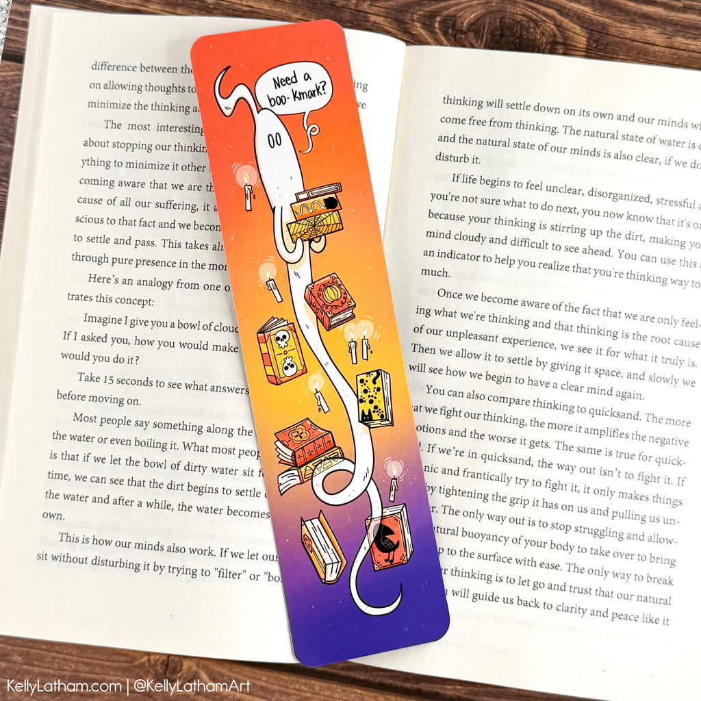 Haunted Books Halloween Bookmark | Cute Ghost Bookmark for Book Lovers