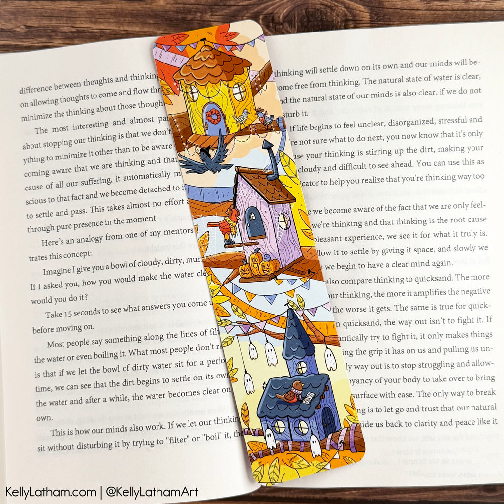 Fall Birdhouse Bookmark | Cute Autumn Halloween Bookmark for Book Lovers