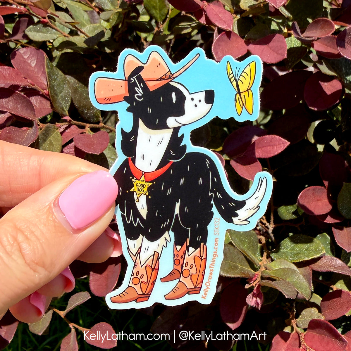 Border Collie Cowboy Sticker | Western Dog Vinyl Sticker