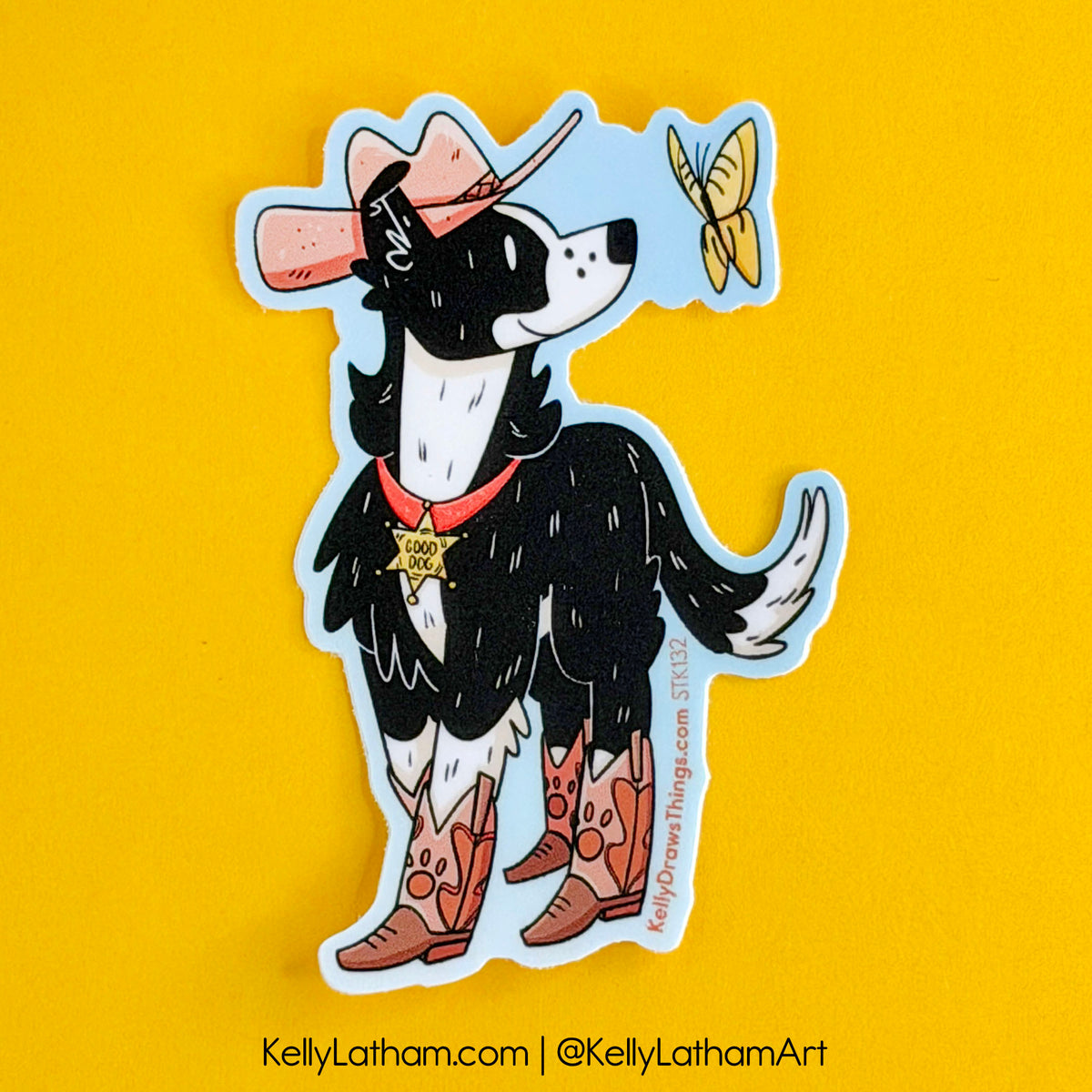Border Collie Cowboy Sticker | Western Dog Vinyl Sticker