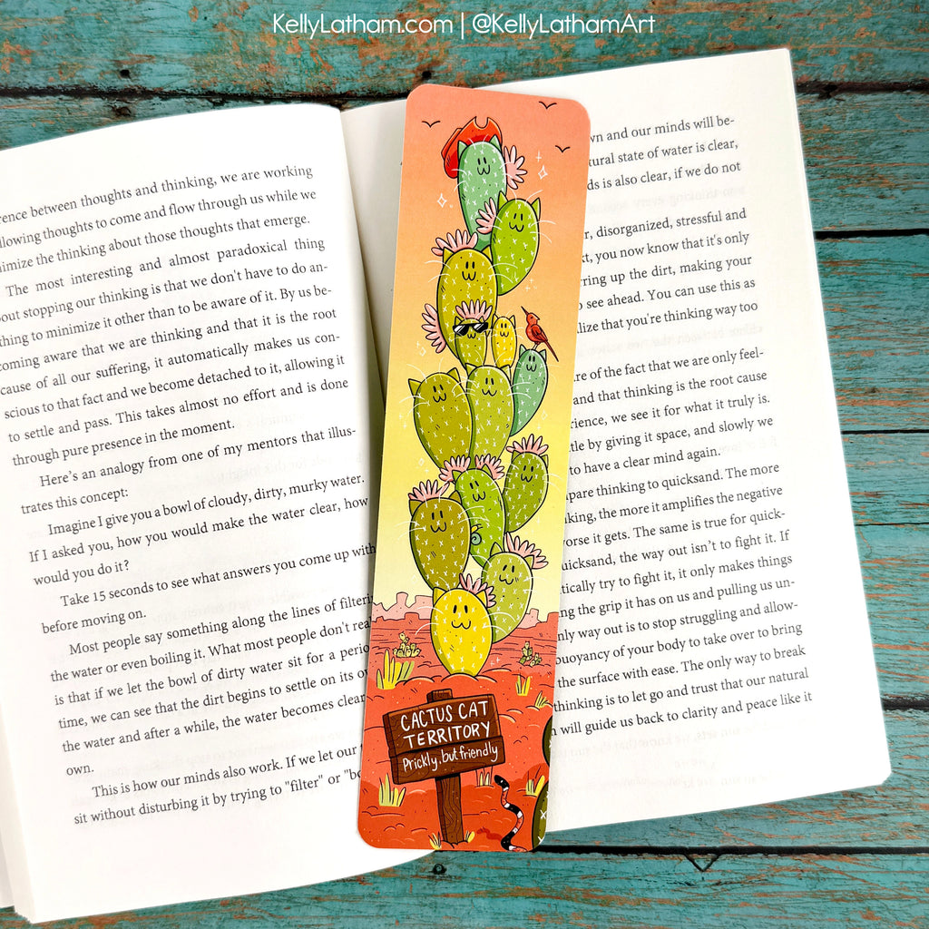 Cactus Cats Bookmark | Funny Western Cat Book Lover Gift