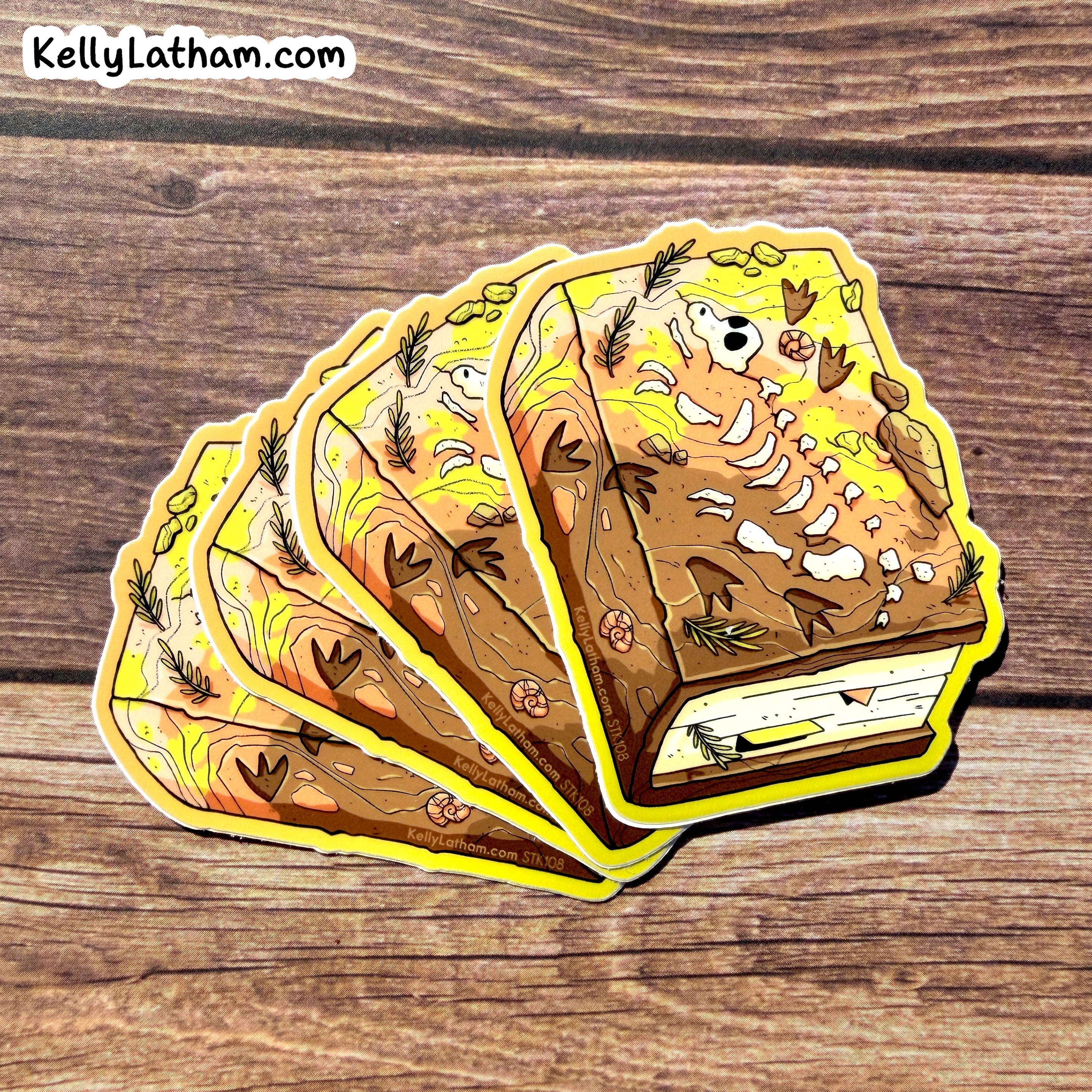Dinosaur Fossil Dig Book Sticker, Prehistoric Archaeology Vinyl Art