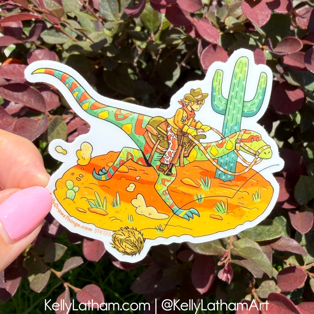 Dino Desert Diorama Sticker | Western Dinosaur Vinyl Sticker