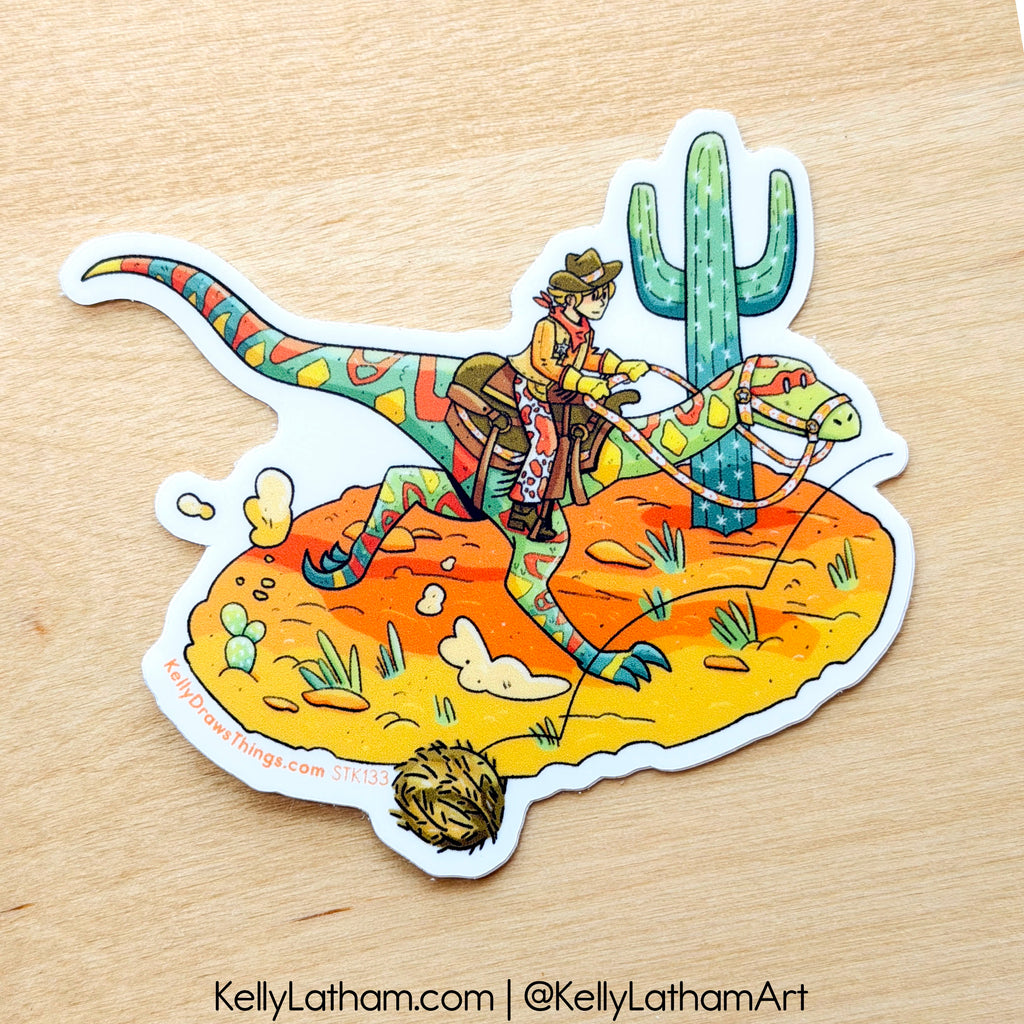 Dino Desert Diorama Sticker | Western Dinosaur Vinyl Sticker