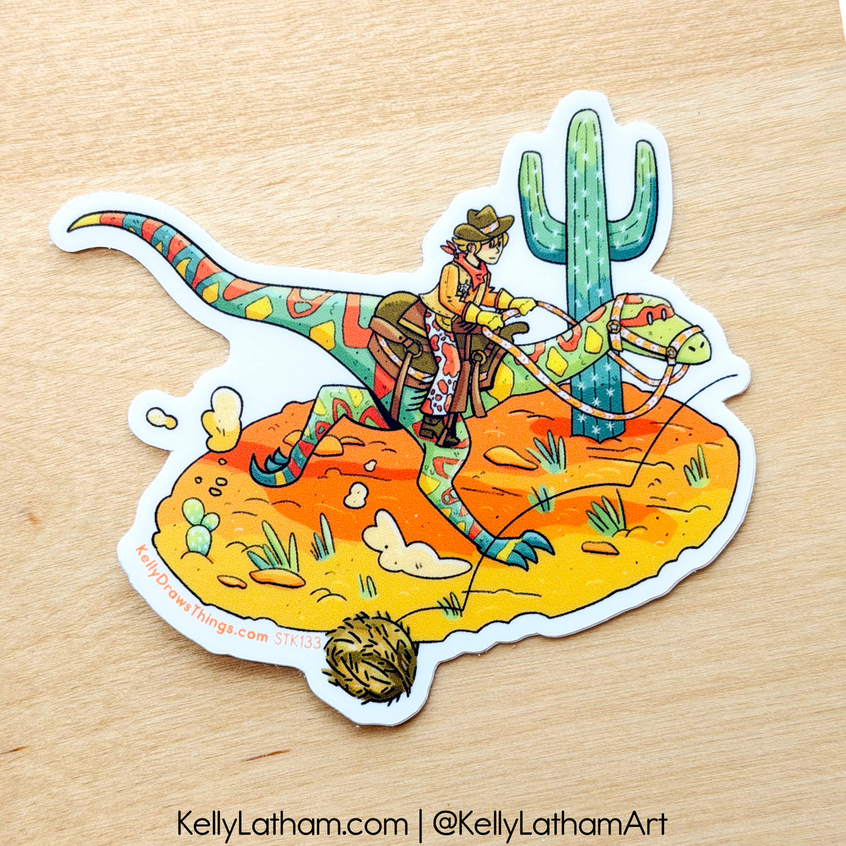 Dino Desert Diorama Sticker | Western Dinosaur Vinyl Sticker