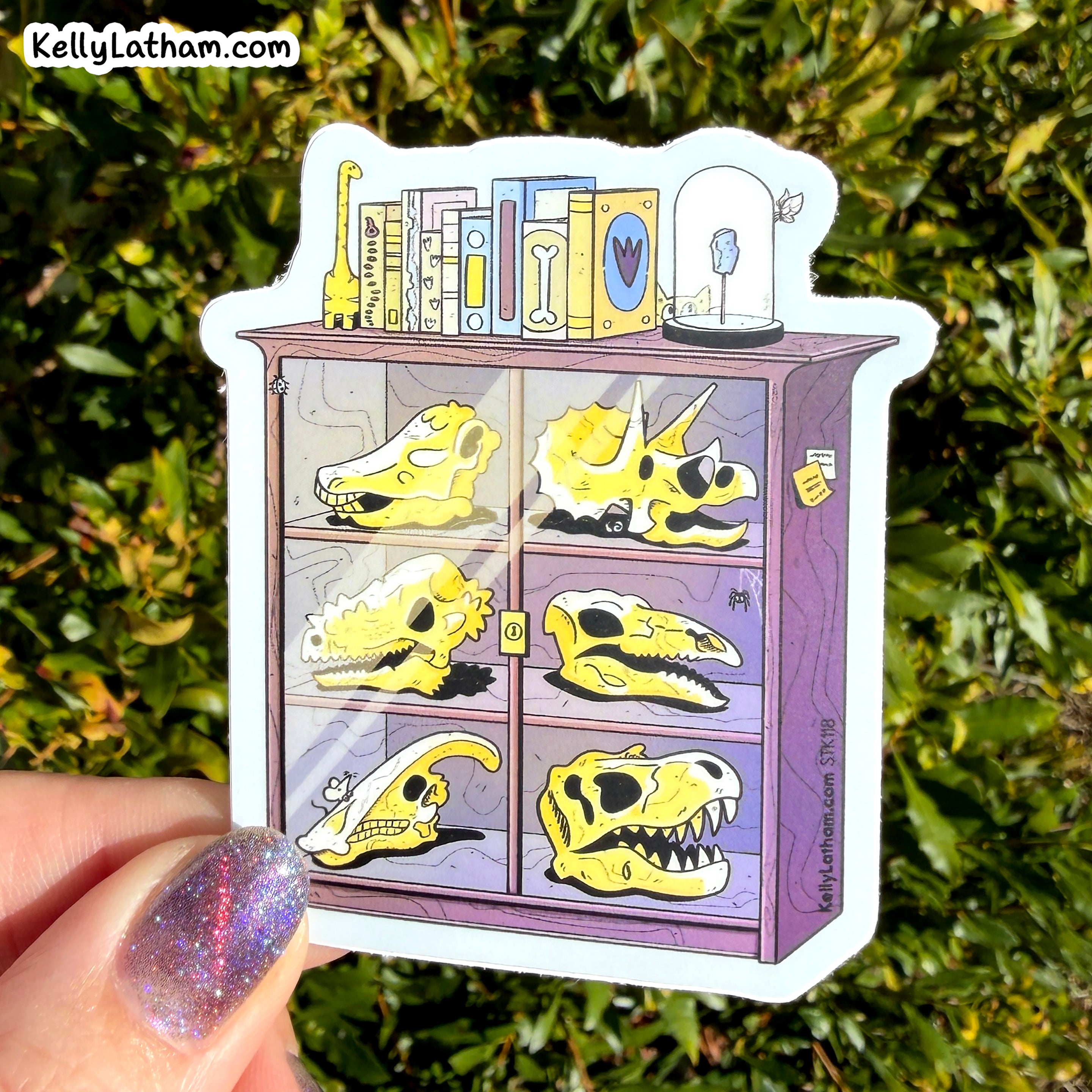 Dinosaur Skull Cabinet Sticker, Museum Fossil Display Vinyl Decal
