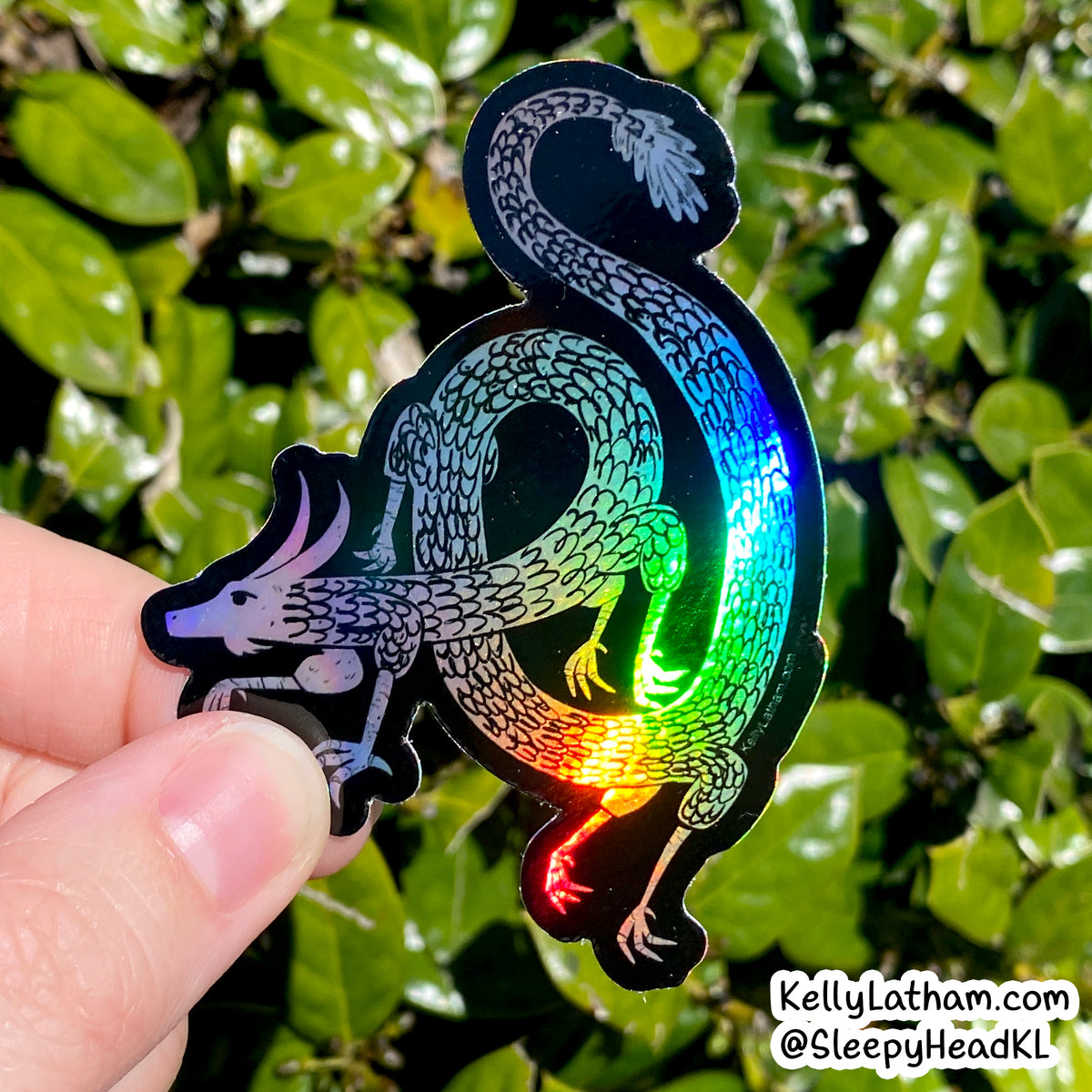 Holographic Dragon Sticker | Long Chinese Dragon Vinyl Sticker