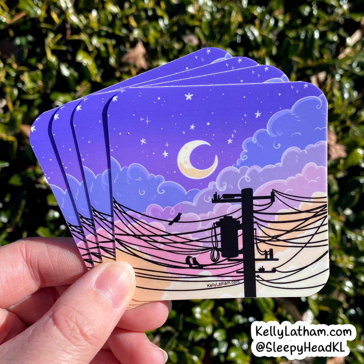 Electric Sky Sticker | Colorful Crescent Moon Power Line Vinyl Sticker