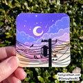 Electric Sky Sticker | Colorful Crescent Moon Power Line Vinyl Sticker