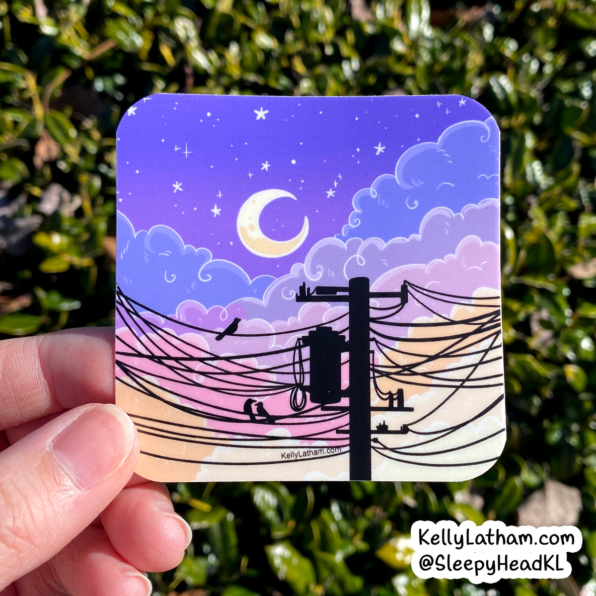 Electric Sky Sticker | Colorful Crescent Moon Power Line Vinyl Sticker