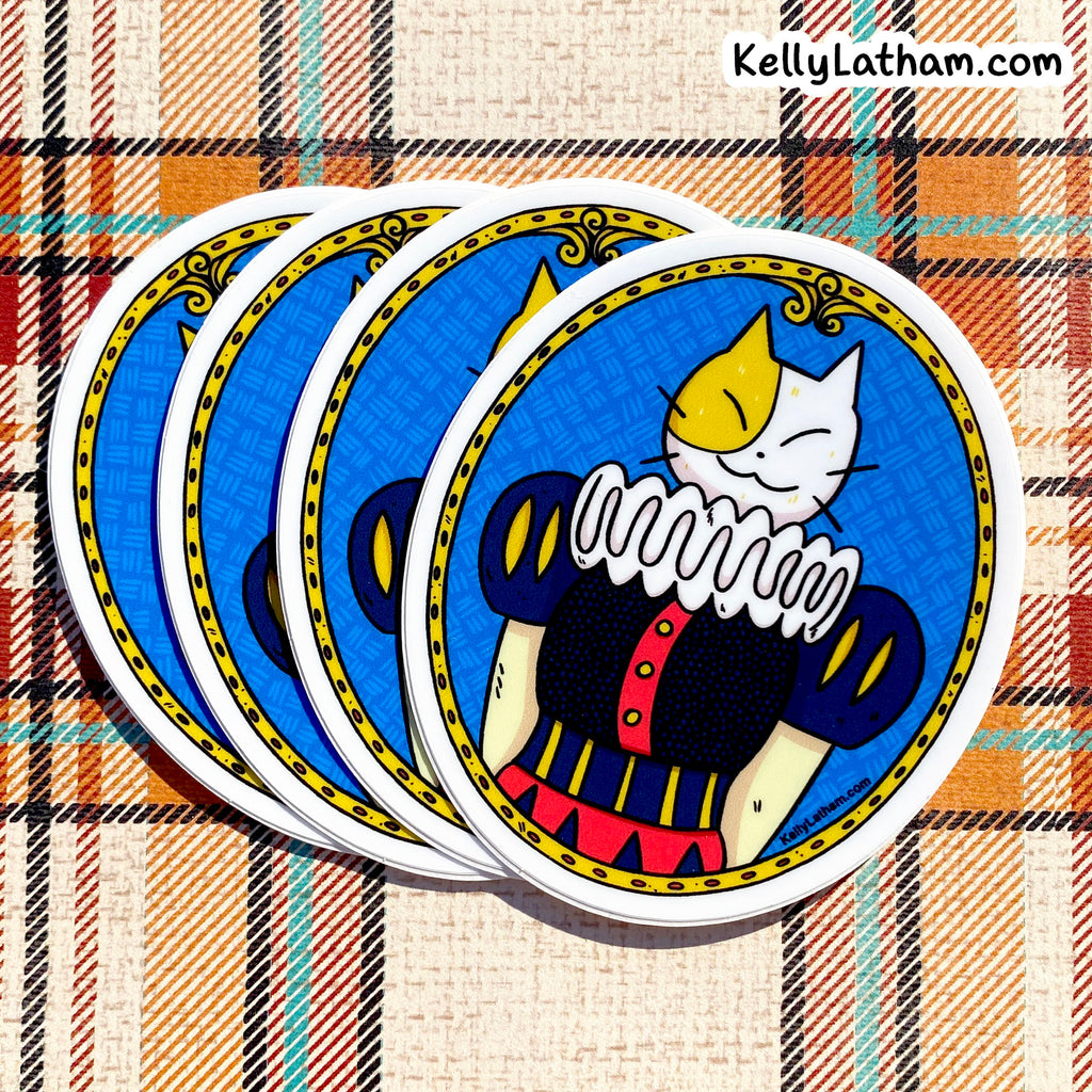 Fancy Cat Sticker | Funny Renaissance Cat Vinyl Sticker