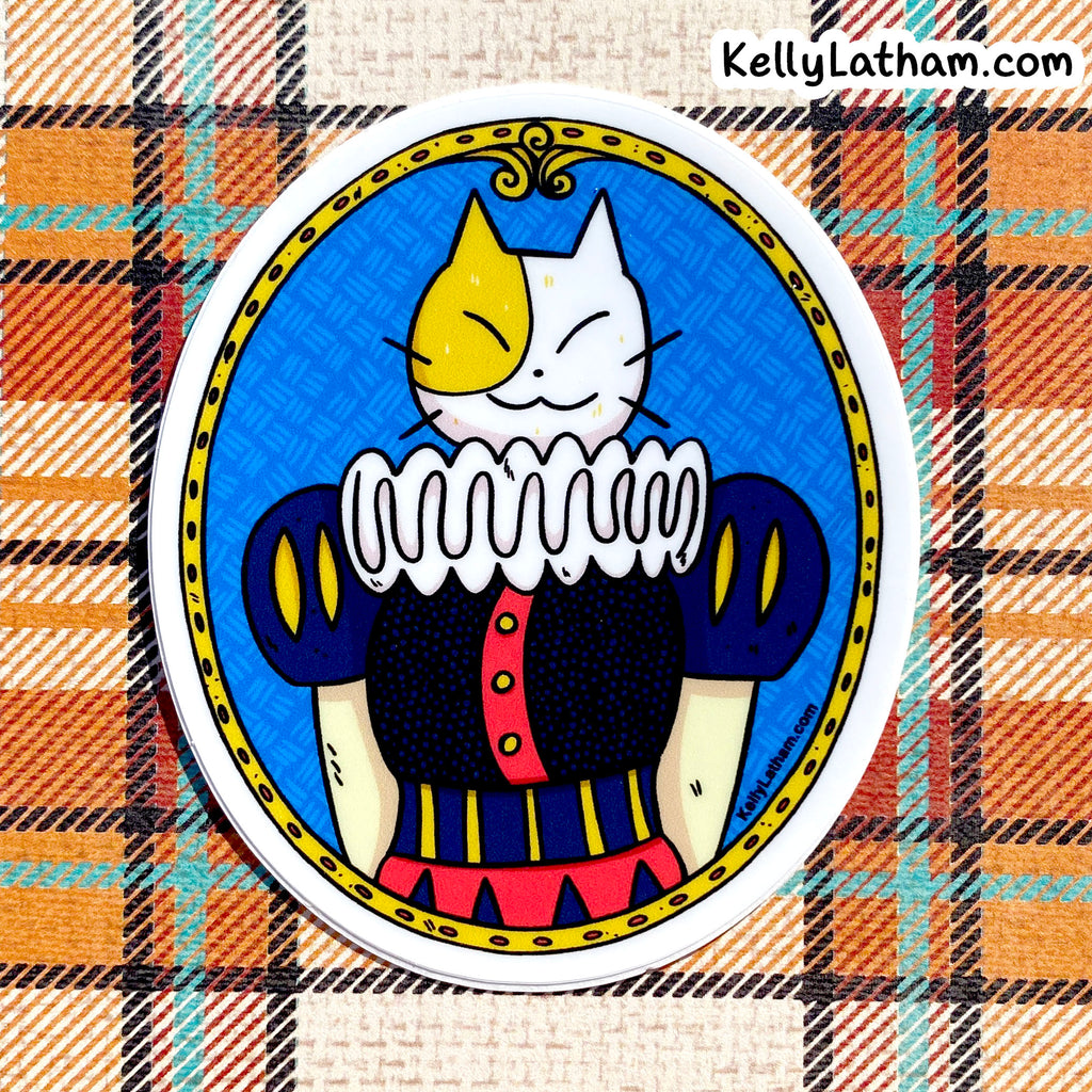 Fancy Cat Sticker | Funny Renaissance Cat Vinyl Sticker