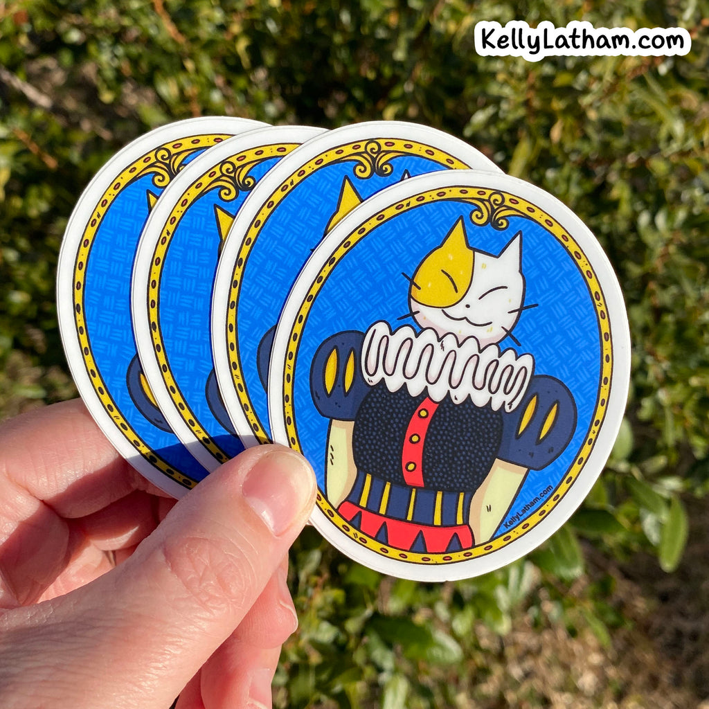 Fancy Cat Sticker | Funny Renaissance Cat Vinyl Sticker