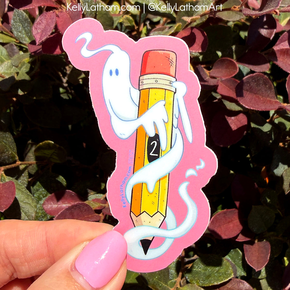 Ghost Writer Halloween Sticker | Cute Ghost Pencil Vinyl Sticker for Artists