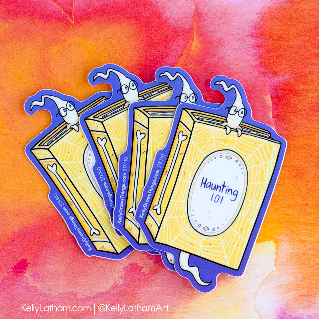 Haunting 101 Halloween Sticker | Cute Ghost Book Vinyl Sticker