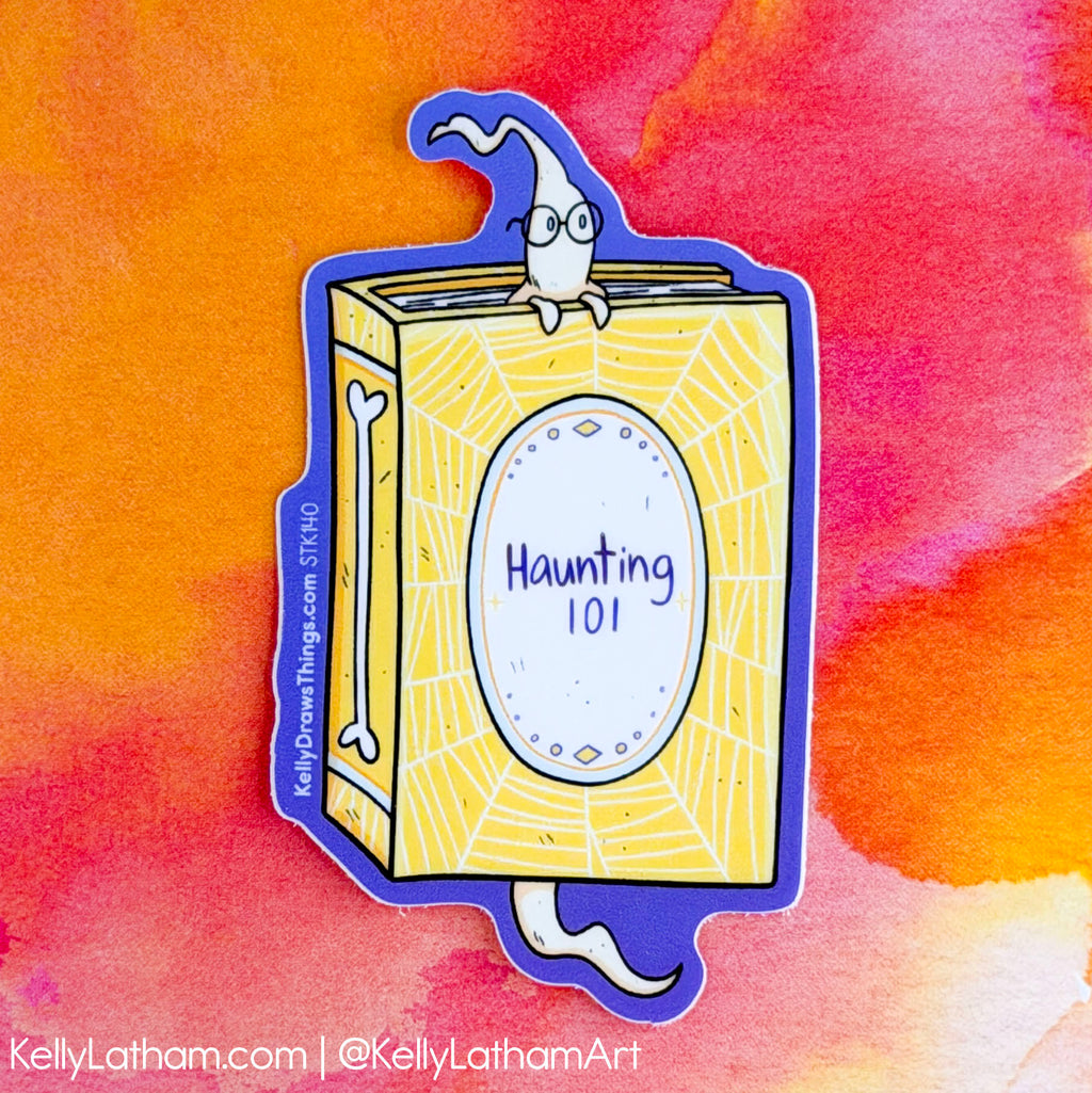 Haunting 101 Halloween Sticker | Cute Ghost Book Vinyl Sticker