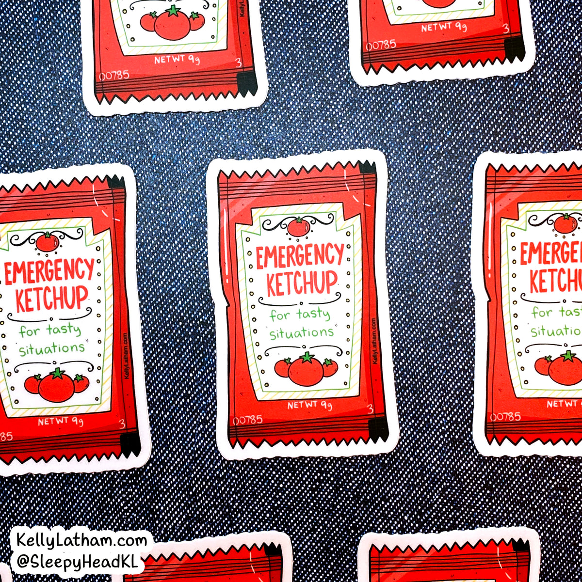 Emergency Ketchup Sticker | Funny Food Vinyl Sticker