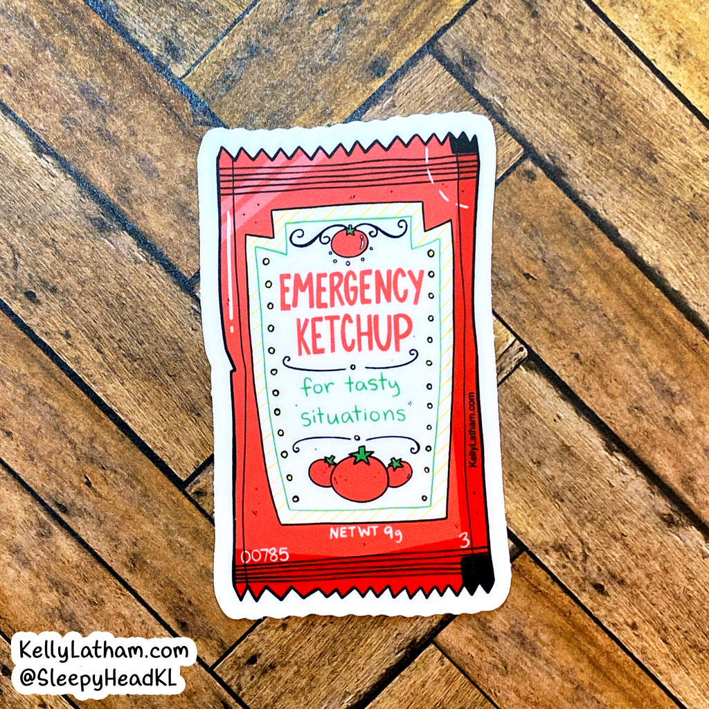 Emergency Ketchup Sticker | Funny Food Vinyl Sticker