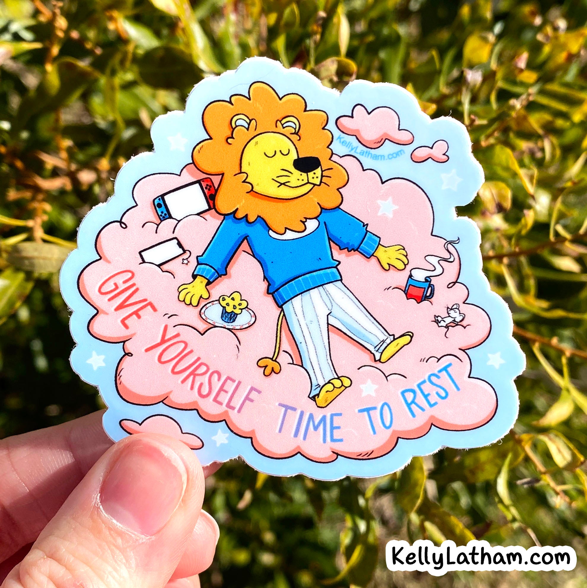Lion Rest Sticker | Cute Self Care Reminder Lion Vinyl Sticker
