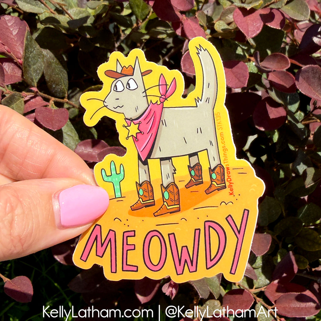 Meowdy Cat Sticker | Funny Cowboy Cat Vinyl Sticker
