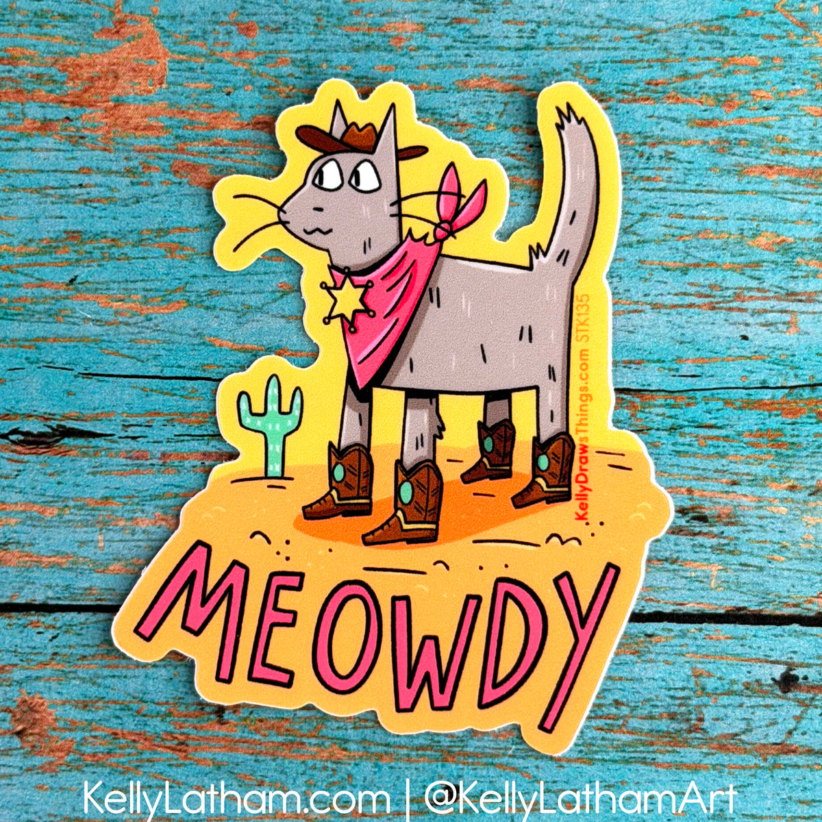 Meowdy Cat Sticker | Funny Cowboy Cat Vinyl Sticker