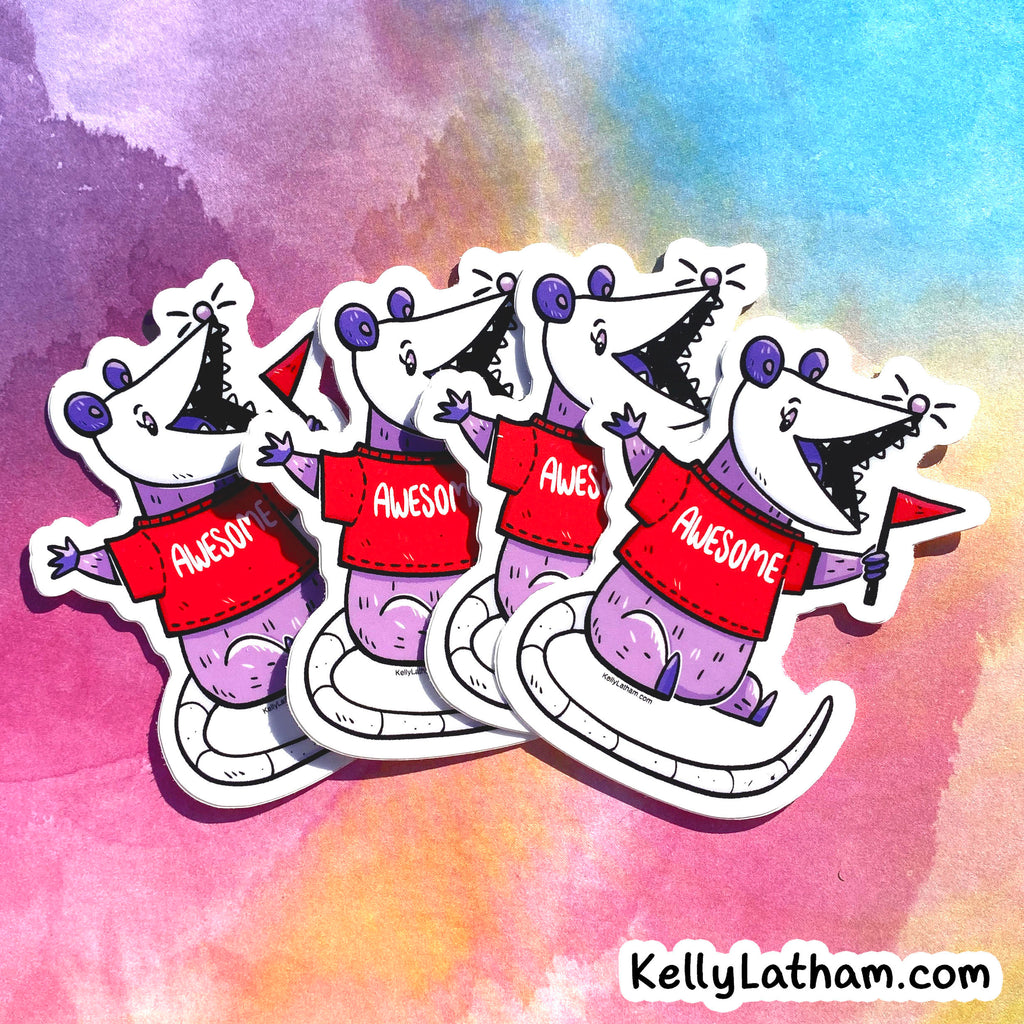Awesome Opossum Sticker | Funny Cute Opossum Vinyl Sticker