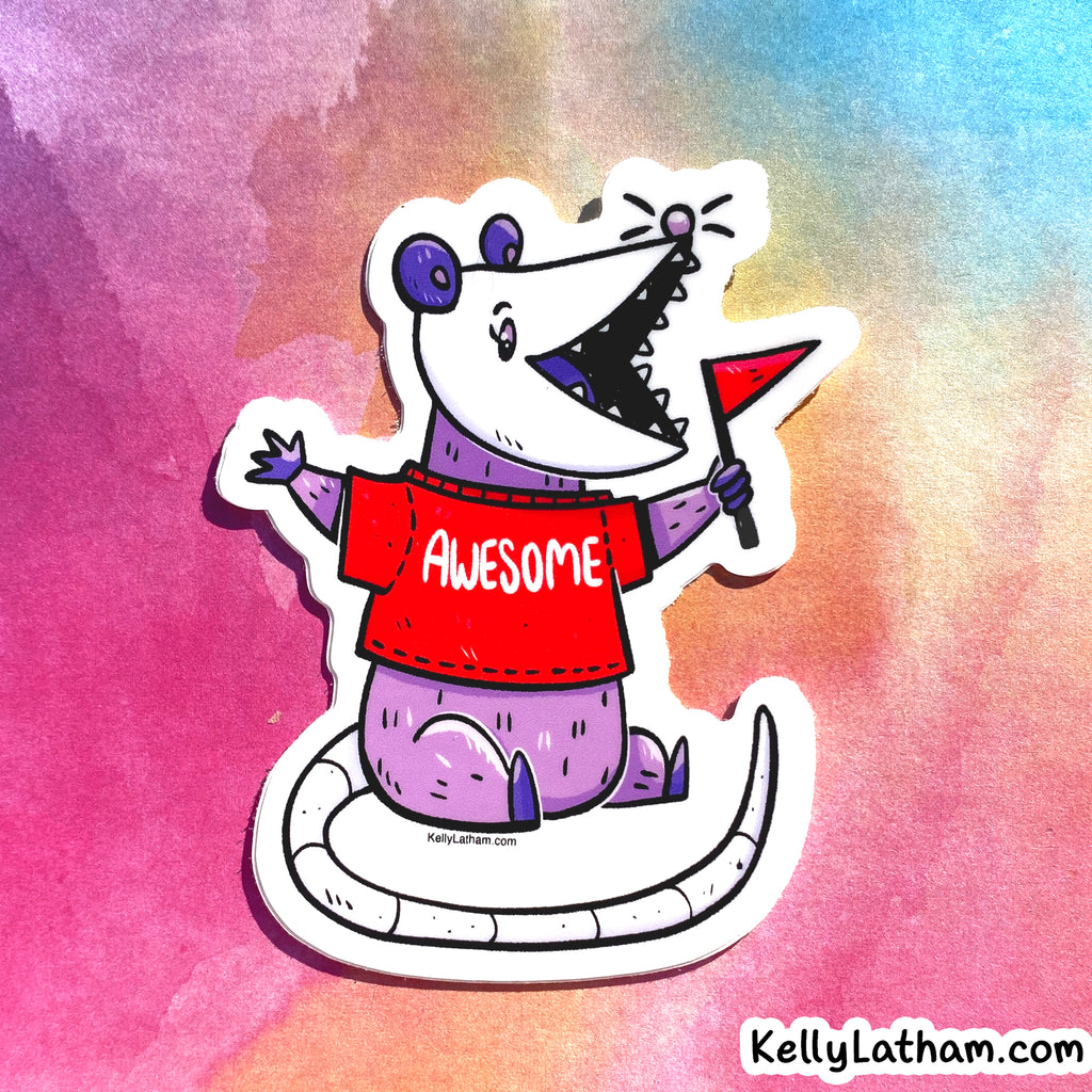 Awesome Opossum Sticker | Funny Cute Opossum Vinyl Sticker