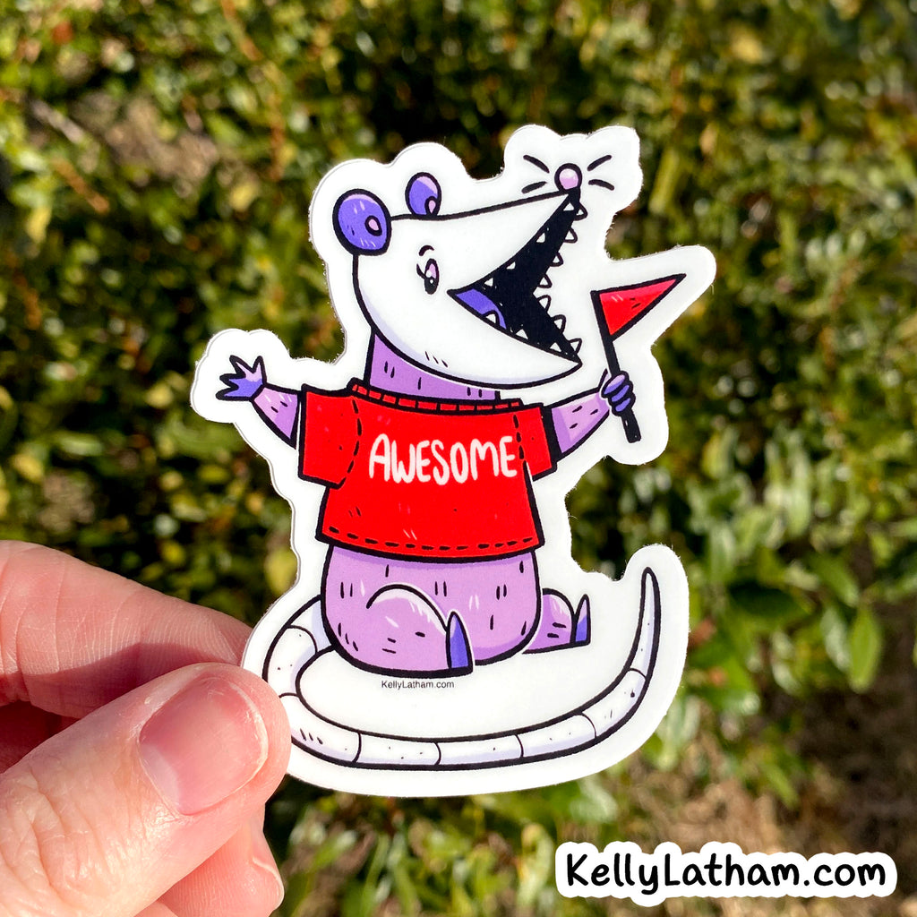 Awesome Opossum Sticker | Funny Cute Opossum Vinyl Sticker