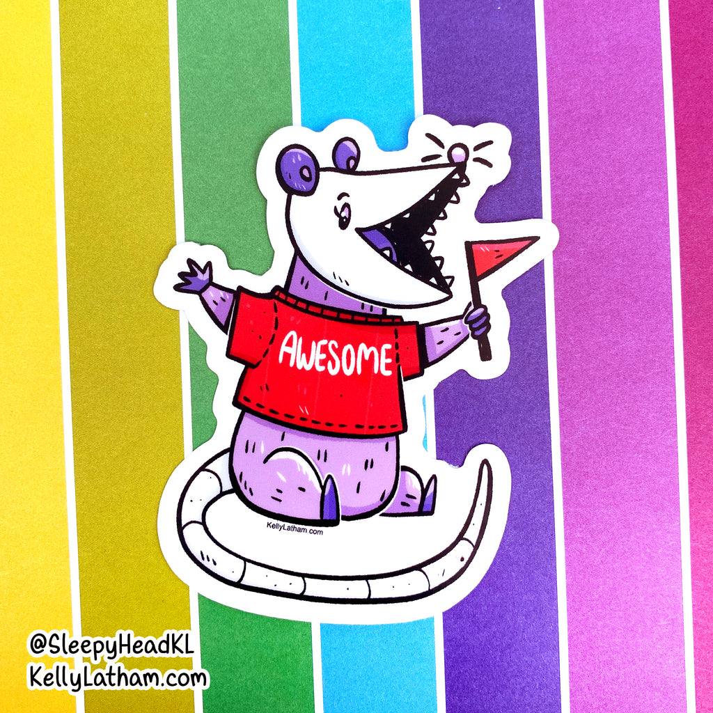 Awesome Opossum Sticker | Funny Cute Opossum Vinyl Sticker
