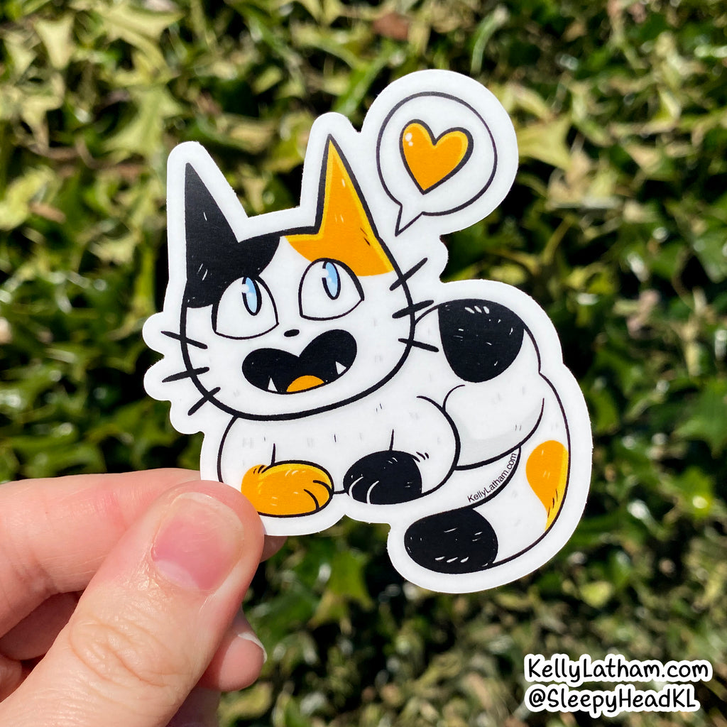 Happy Cat Sticker | Cute Calico Cat Vinyl Sticker for Cat Lovers