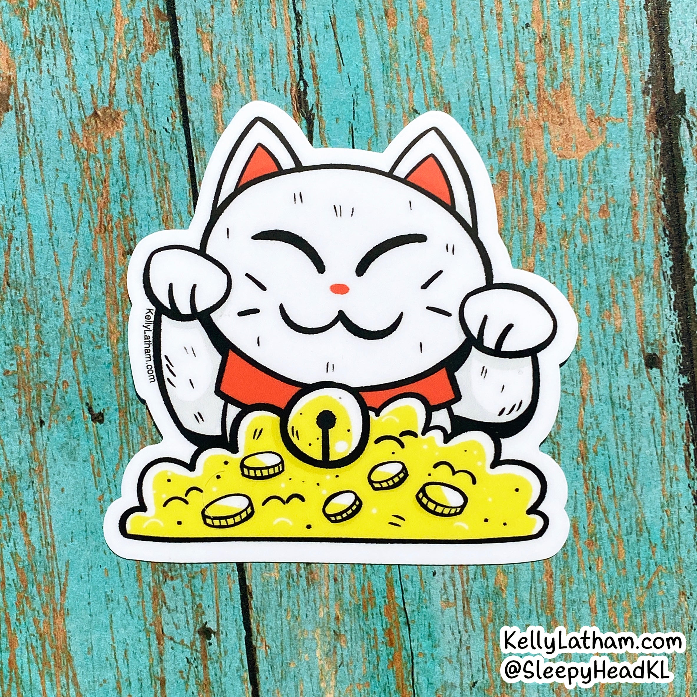 Lucky Cat Sticker | Cute Maneki Neko Vinyl Sticker for Cat Lovers