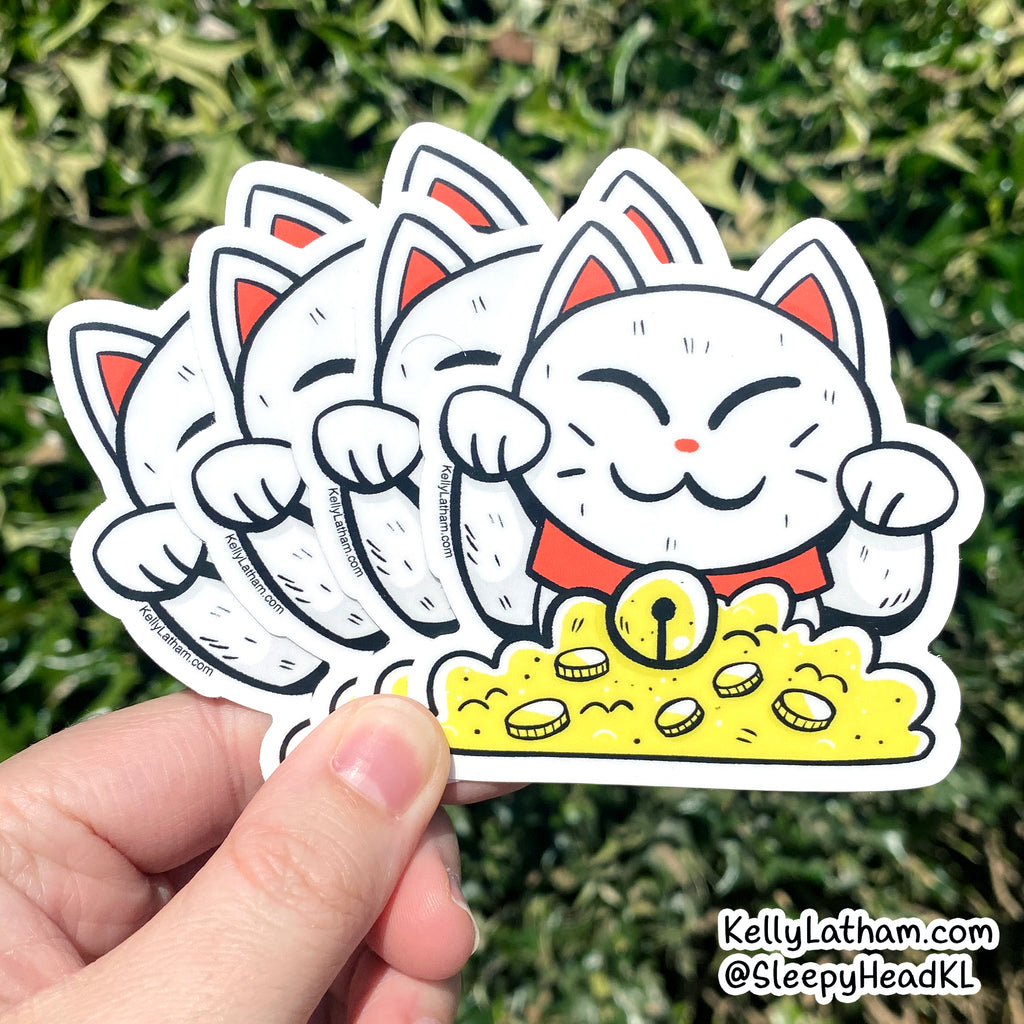 Lucky Cat Sticker | Cute Maneki Neko Vinyl Sticker for Cat Lovers