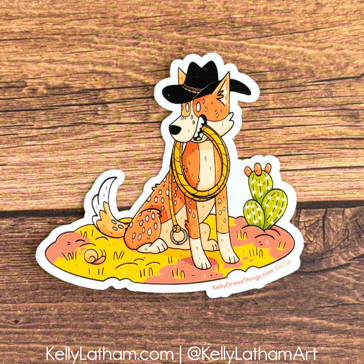 Red Heeler Cowboy Sticker | Western Dog Vinyl Sticker