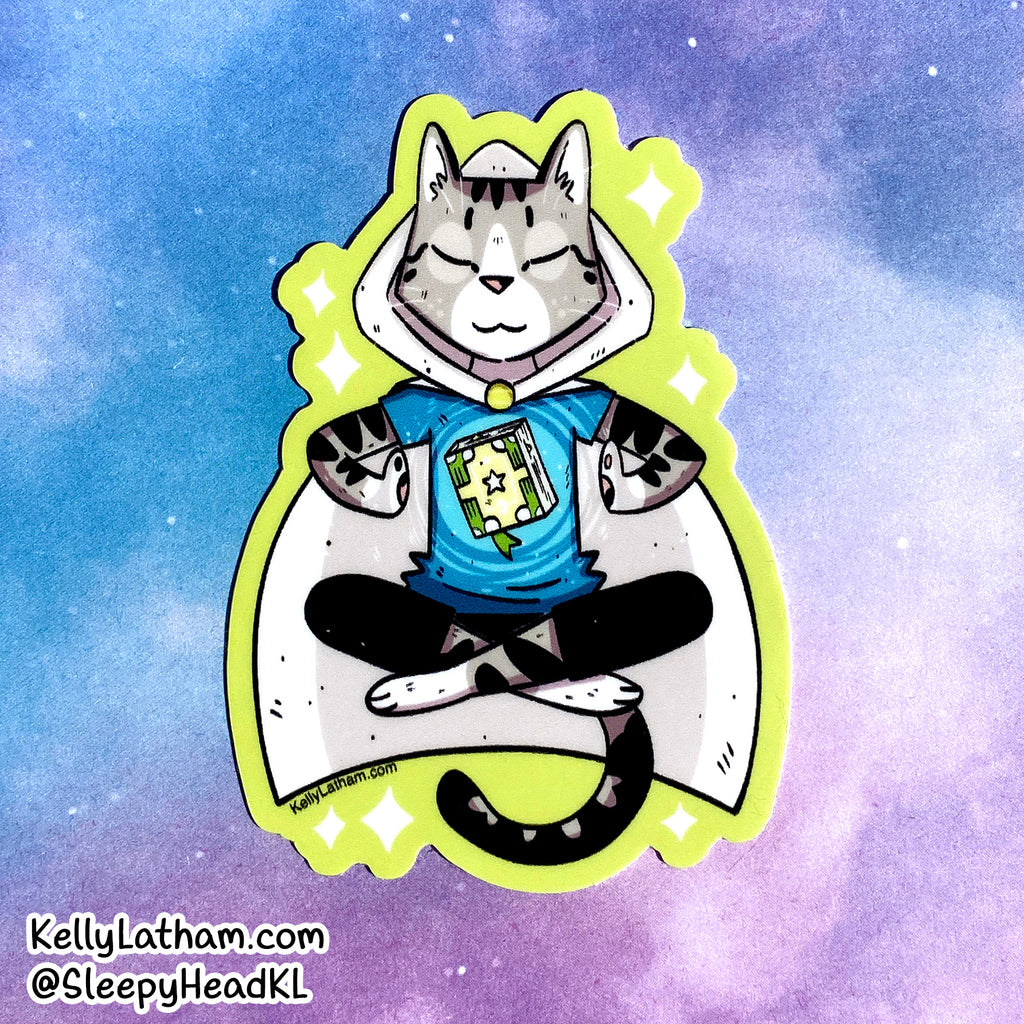 Sorcerer Cat Sticker | Cute Fantasy Cat Vinyl Sticker