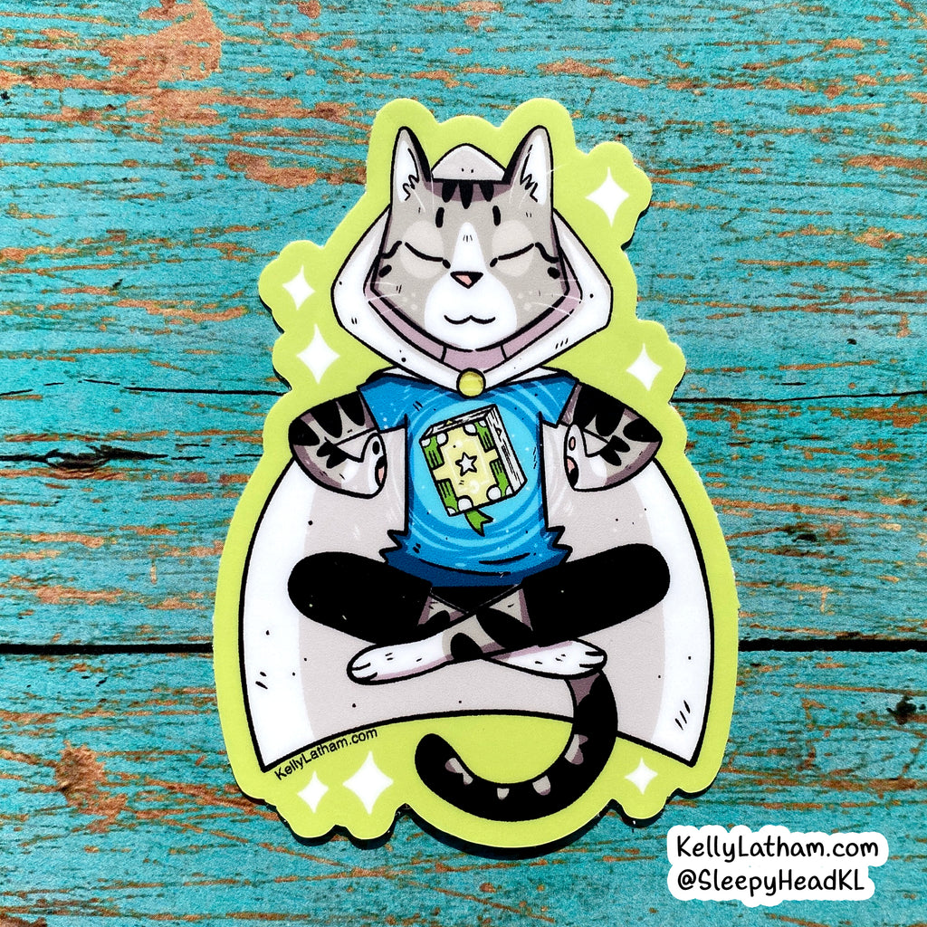Sorcerer Cat Sticker | Cute Fantasy Cat Vinyl Sticker