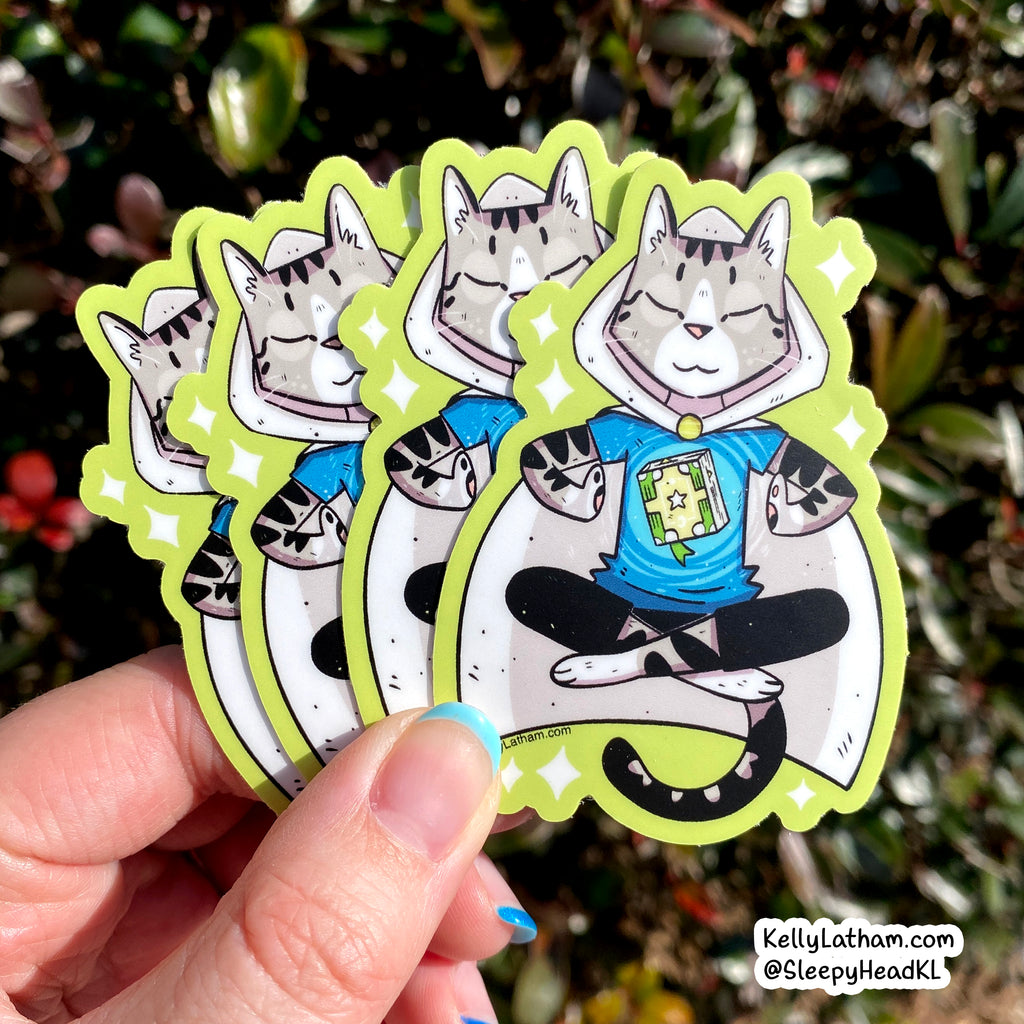 Sorcerer Cat Sticker | Cute Fantasy Cat Vinyl Sticker