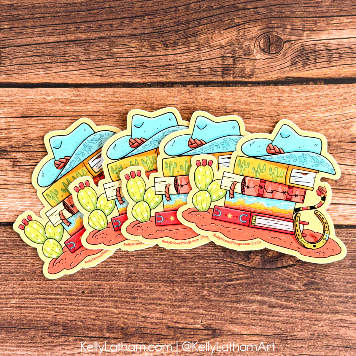 Book Pile Western Sticker | Cowboy Book Lover Vinyl Sticker