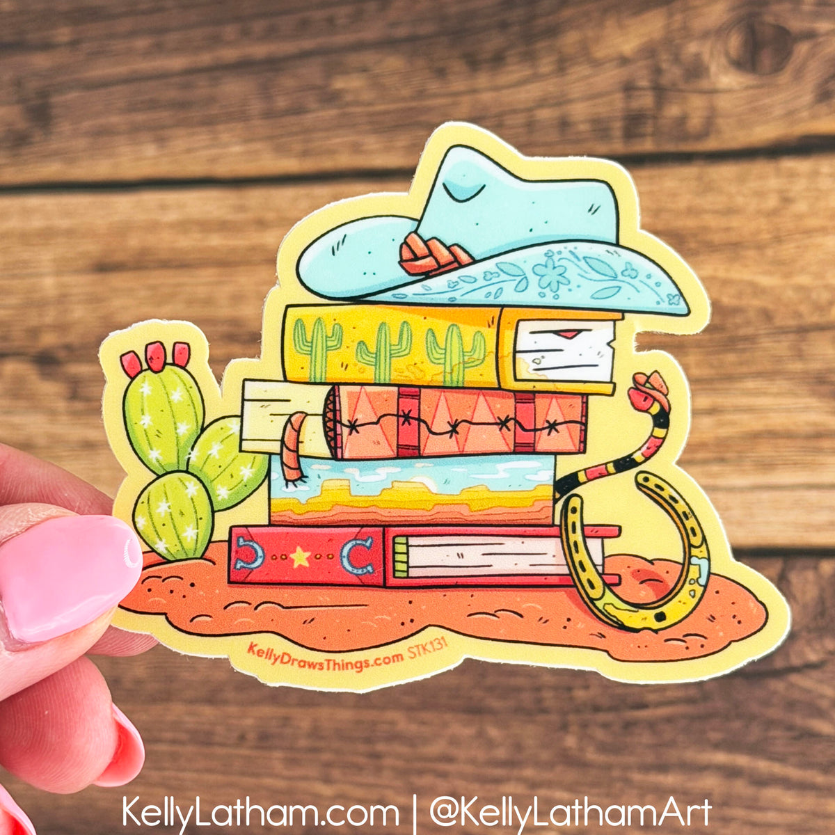 Book Pile Western Sticker | Cowboy Book Lover Vinyl Sticker