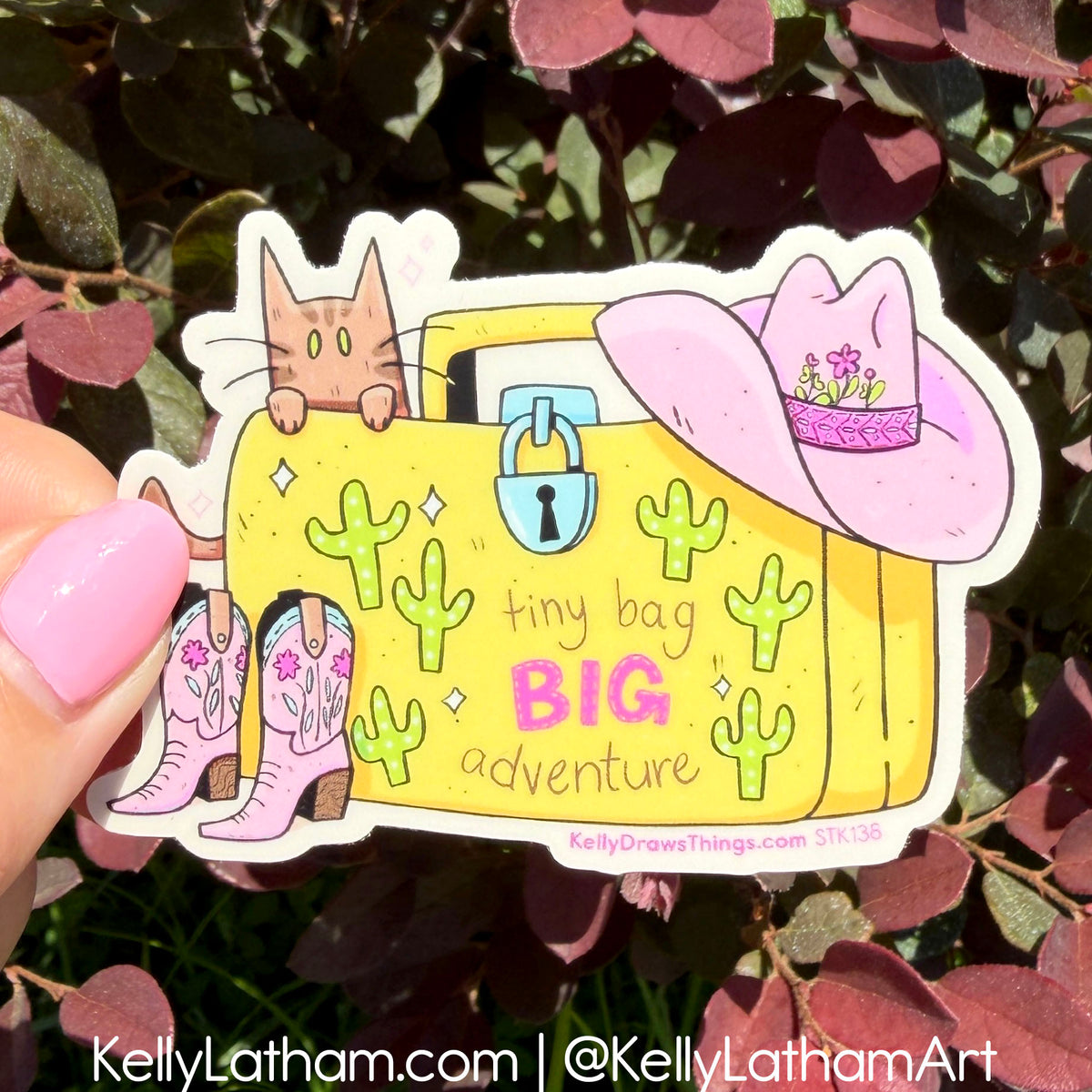 Western Luggage Sticker | Cowboy Cat Travel Vinyl Sticker